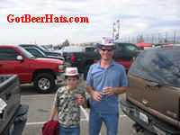 Dad and son enjoying nascar 