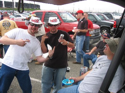 Beer hats and Nascar fans
